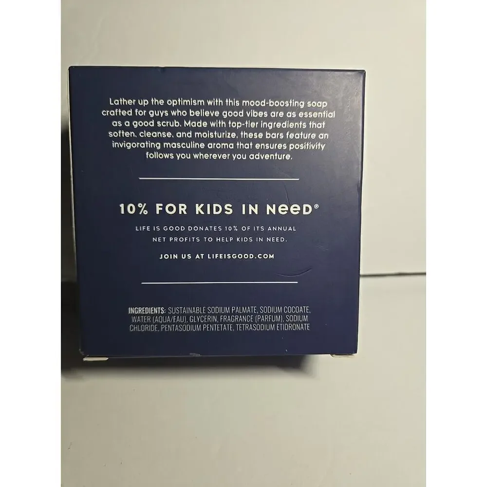 LIFE IS GOOD Men's Bar Soap 3.5 oz - Sunset Amber Scent 3 Bars Made In The USA